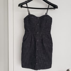 Denim Dress with Button Accent - XS